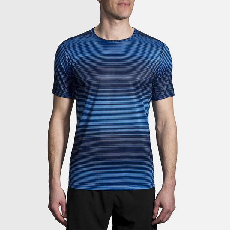 Brooks Ghost Mens Short Sleeve Running Shirt Ireland Blue (KPCI-06215)